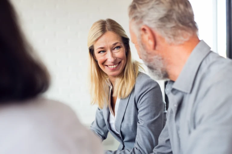 business people laughing in office